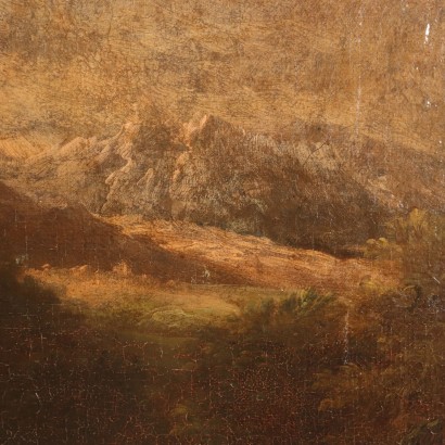 Paysage avec Personnage avec Troupeaux Huile sur Toile XVIIIe Siècle