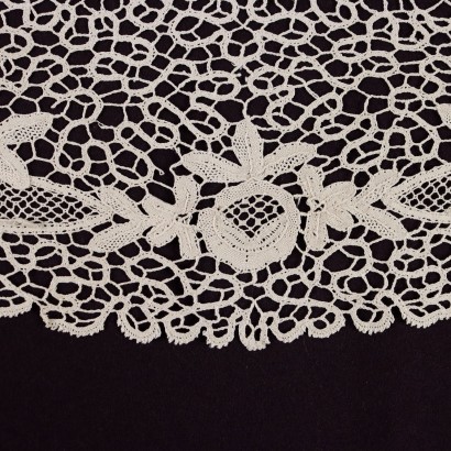 Vintage Oval Bobbin Doily Cotton Italy Lace Embroideries Ecrù Color