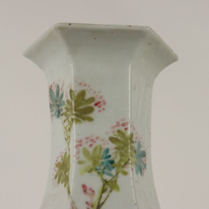 Ancient Vase in Porcelain with Plants and Flowers Motifs XX Century