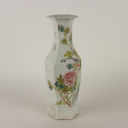 Ancient Vase in Porcelain with Plants and Flowers Motifs XX Century