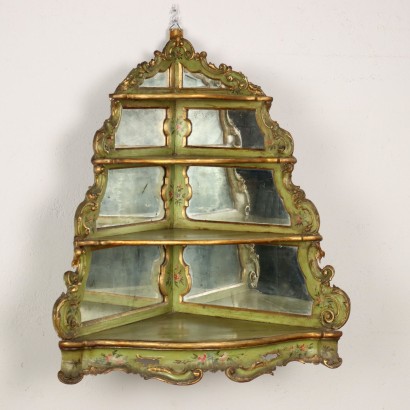 Meuble d\'Angle Style Rococo en Bois Peint du XIXe Siècle