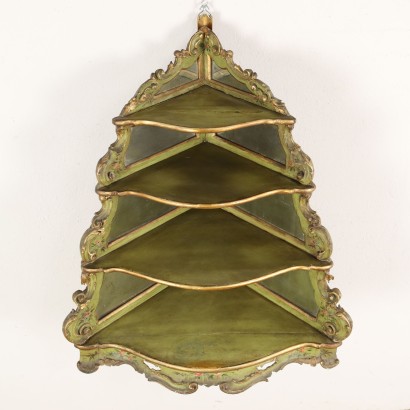 Meuble d\'Angle Style Rococo en Bois Peint du XIXe Siècle