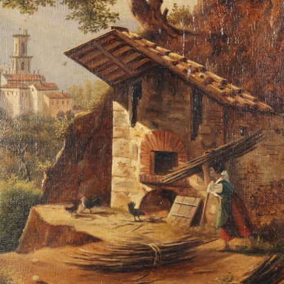 arte, Arte italiano, Pintura italiana del siglo XIX, Pintura de Giacomo Micheroux, Paisaje con figuras y horno de pan, Giacomo Micheroux, Giacomo Micheroux, Giacomo Micheroux, Giacomo Micheroux