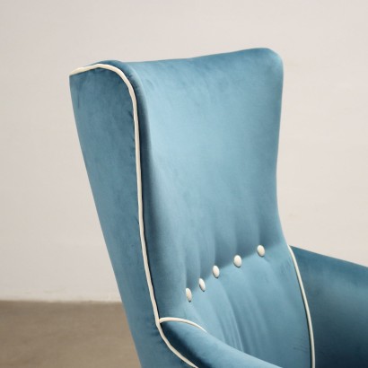 Fauteuil Design Italie Années 50 Siège Rembourrée Velours Bois