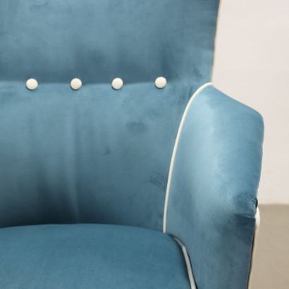 Fauteuil Design Italie Années 50 Siège Rembourrée Velours Bois