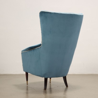 Armchair Design Italy 1950s Padded Seat Padding Velvet Wood