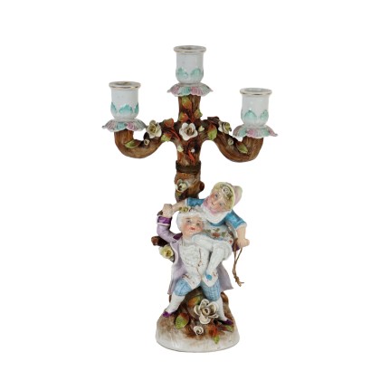 antigüedades, cerámica, antigüedades de cerámica, cerámica antigua, cerámica antigua italiana, cerámica antigua, cerámica neoclásica, cerámica del siglo XIX, candelabro de porcelana Possneck Conta