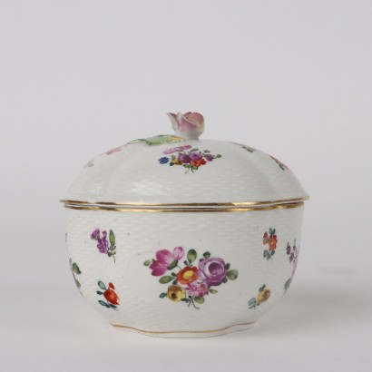 Sucrier Ancien Porcelaine Ludwigsburg Allemagne \'700 Fleurs