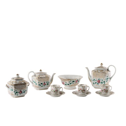 antiquités, céramiques, antiquités en céramique, céramiques anciennes, céramiques italiennes anciennes, céramiques anciennes, céramiques néoclassiques, céramiques du XIXe siècle, Service à thé et café en porcelaine