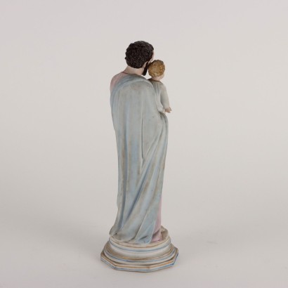 Sculpture Ancienne Saint Joseph en Coffret Porcelaine Colorée