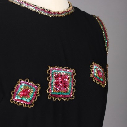 Vintage Dress with Beads Size 16/18 Cloth 1960s Embroideries