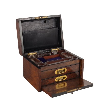 Coffret Ancien de Dame Angleterre Bruyère \'800 Flacons en Verre