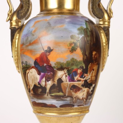 Ancient Vases Porcelain Europe Napoleon III Gold Decorations \'800