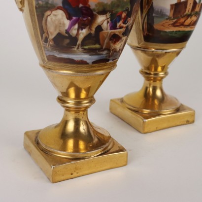 Ancient Vases Porcelain Europe Napoleon III Gold Decorations \'800