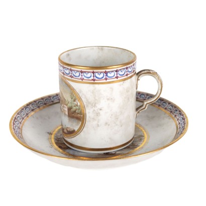 Antique Cup Porcelain Ferdinand IV Naples '700 Gold Decorations