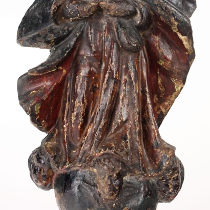 Ancient Wooden Sculpture Virgin Mary \'700 Engraved Painted