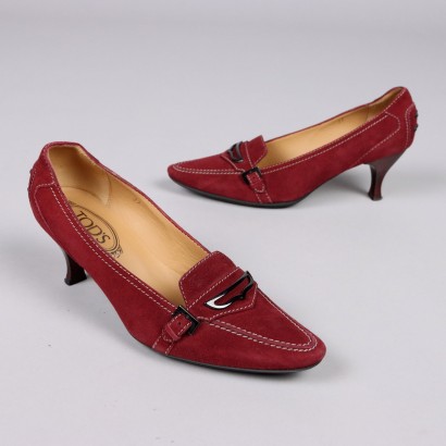 Tod\'s Mocassino Shoes Second Hand Suède Bordeaux Heel N. 4