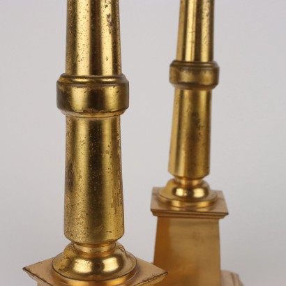 Pareja de Candelabros de Bronce Dorado