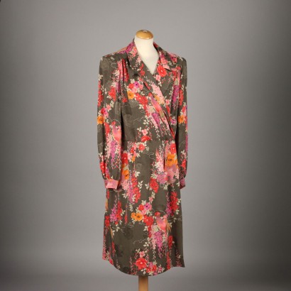 Vintage Floral Silk Dress