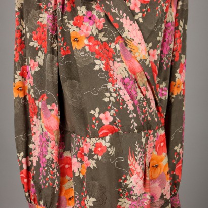 Vintage Floral Silk Dress