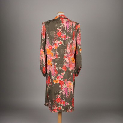 Vintage Floral Silk Dress