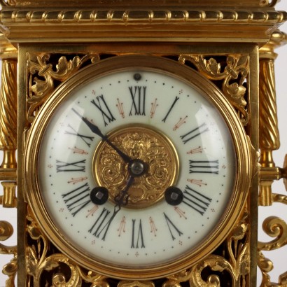 Trittico Orologio in Bronzo Dorato