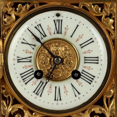 Triptych Gilt Bronze Clock