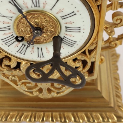 Triptych Gilt Bronze Clock