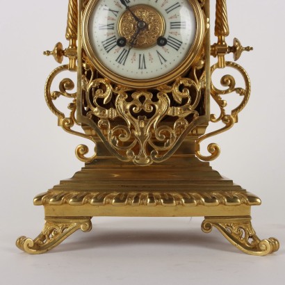 Triptych Gilt Bronze Clock