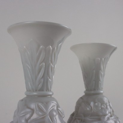Pair of milky glass vases
