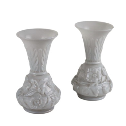 Pair of milky glass vases