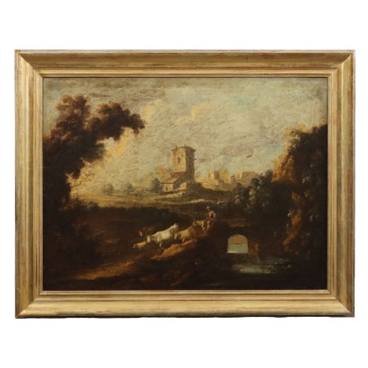 Landscape Painting with Buildings and Figures