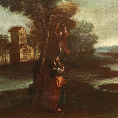 Landscape painting with figures