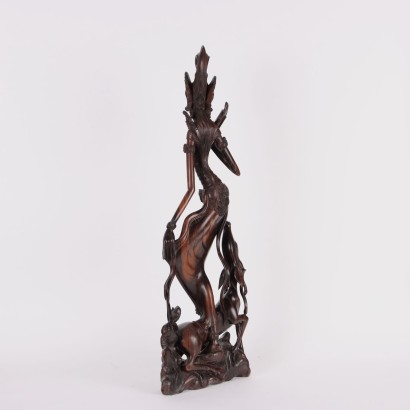 Sculpture de Figure Féminine en Bois