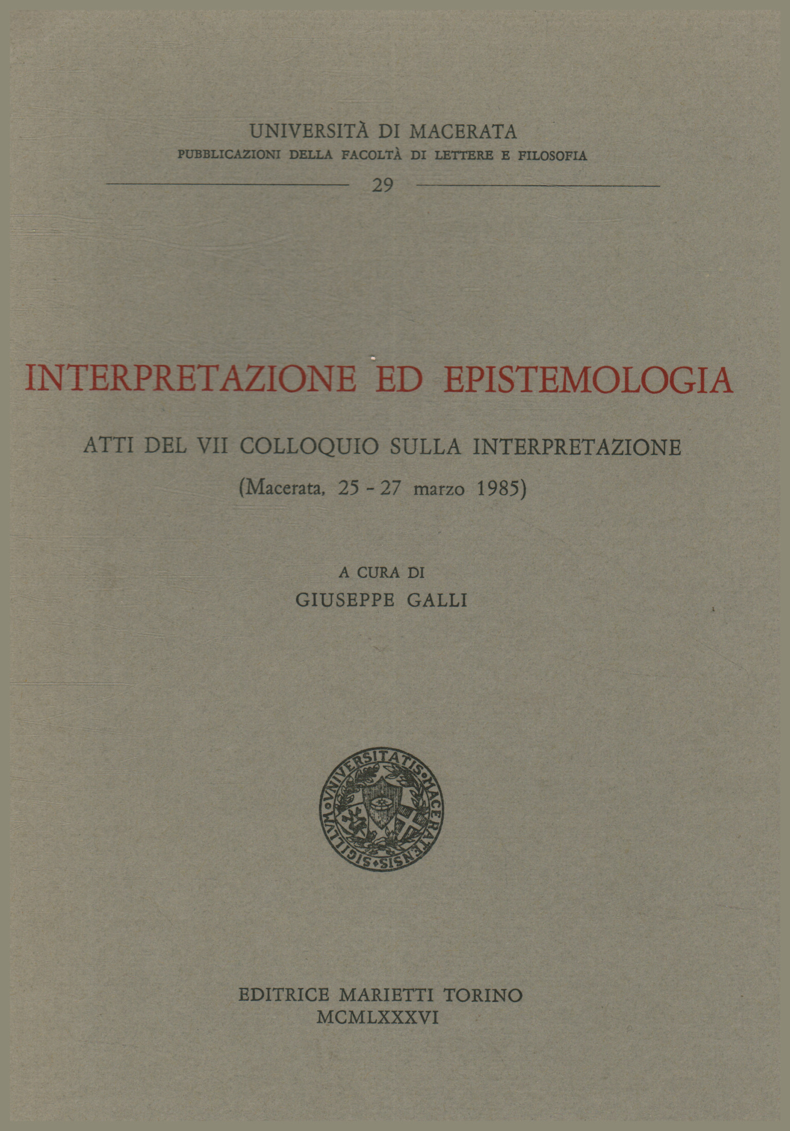 Interpretazione ed epistemologia