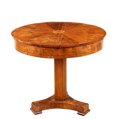 Table Basse Ancienne Charles X Acajou Érable Moitié du XIXe Siècle