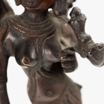 Krishna avec une sculpture en bronze de Gopi