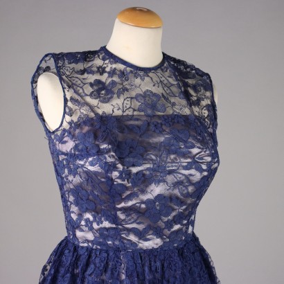 Vintage blaues Spitzenkleid