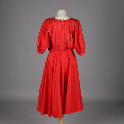 Vintage Rotes Baumwollkleid