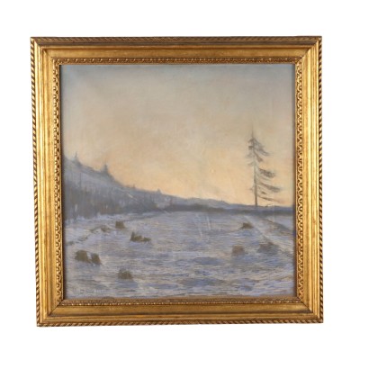 Winter Landscape by G. Cinotti Pastels on Paper XX Century