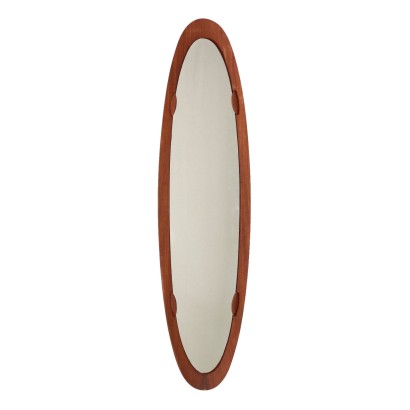 Vintage Wall Mirror Teak Veneer Glass Italy 1960s