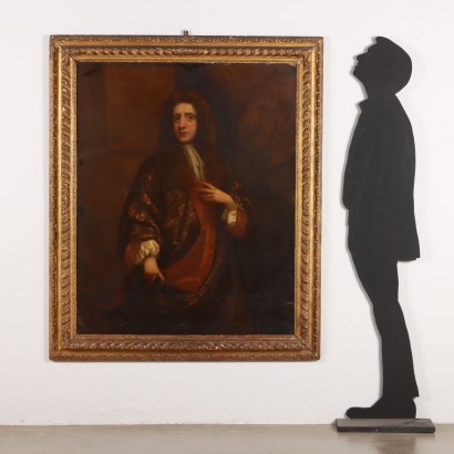 Portrait d'homme peint avec robe, Portrait d'homme avec robe fleurie