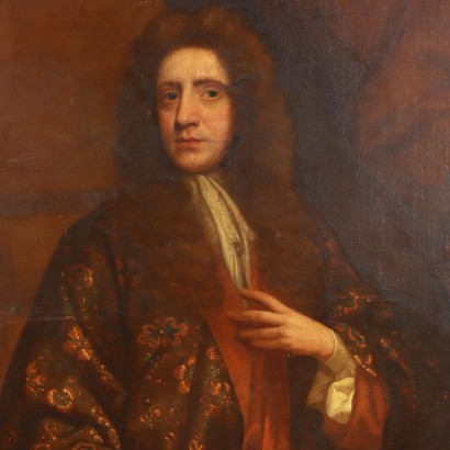 Painted Male portrait with robe ,Portrait of male with flower robe