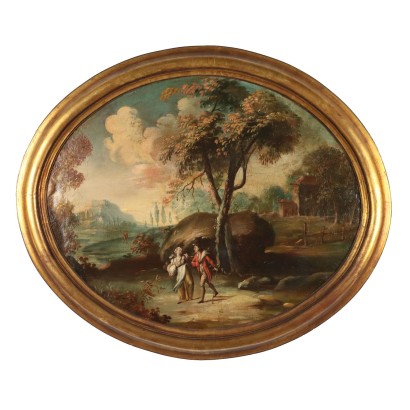 Oval painting Landscape with Figures