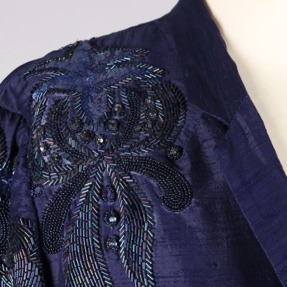 Vintage Blue Silk Shantung Jacket