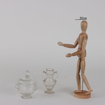 Coupe et petit vase en verre Mur