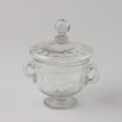 Coupe et petit vase en verre Mur