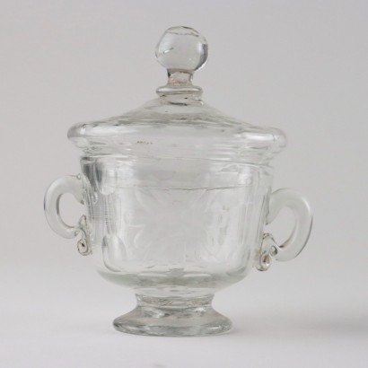 Coupe et petit vase en verre Mur