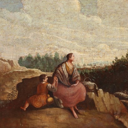 Tableau de paysage avec scène pastorale