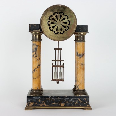 Petite Pendule Temple en Marbre et Bronze